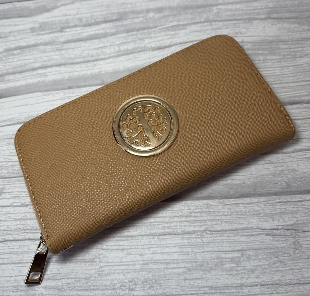 Dasein Woman Wallet Purse Zip Around Clutch Multiple Card Holders Tan